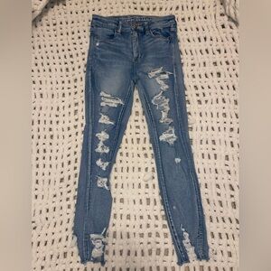 American Eagle Outfitters Ripped Light Blue Skinny Jeans